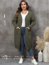Plus Size Long Sleeve Pocketed Cardigan - Trendsi - Flyclothing LLC