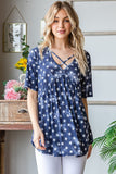 Heimish Full Size Short Sleeve Crisscross Star Babydoll Top - Trendsi