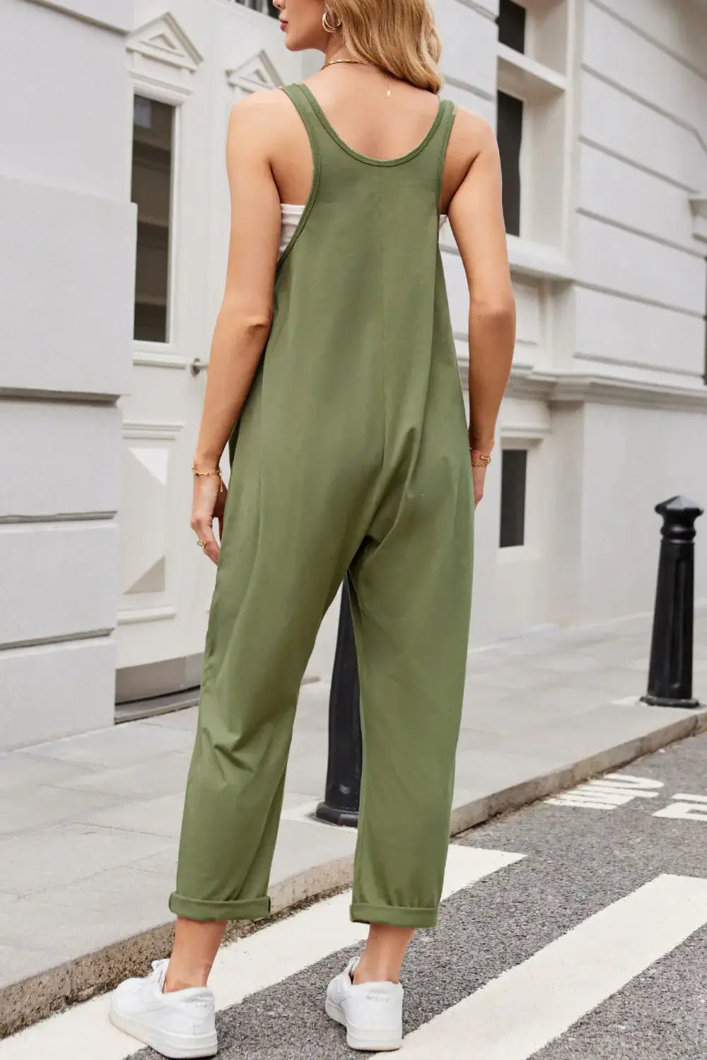 Lovelet V-Neck Wide Strap Overalls - Trendsi - Flyclothing LLC