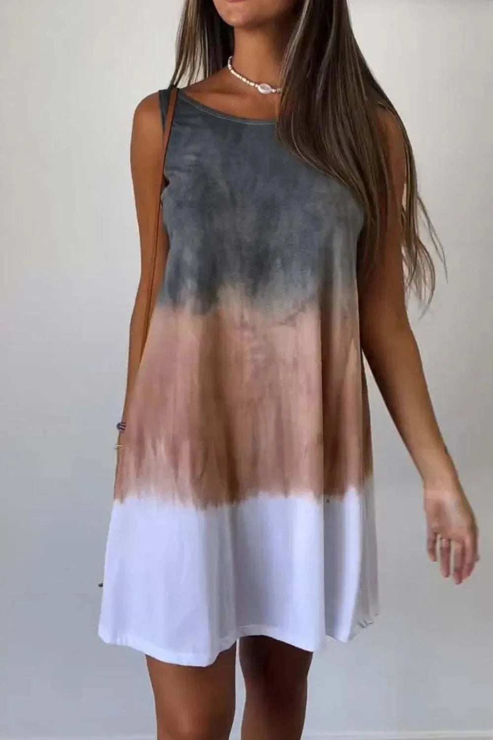 Full Size Tie-Dye Sleeveless Mini Tank Dress Plus Size - Trendsi - Flyclothing LLC