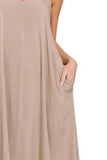 Zenana Woven Arc Hem Cami Dress With Flowy Pockets - Trendsi