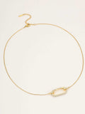 Stainless Steel Zircon Rectangle Pendant Necklace - Trendsi - Flyclothing LLC