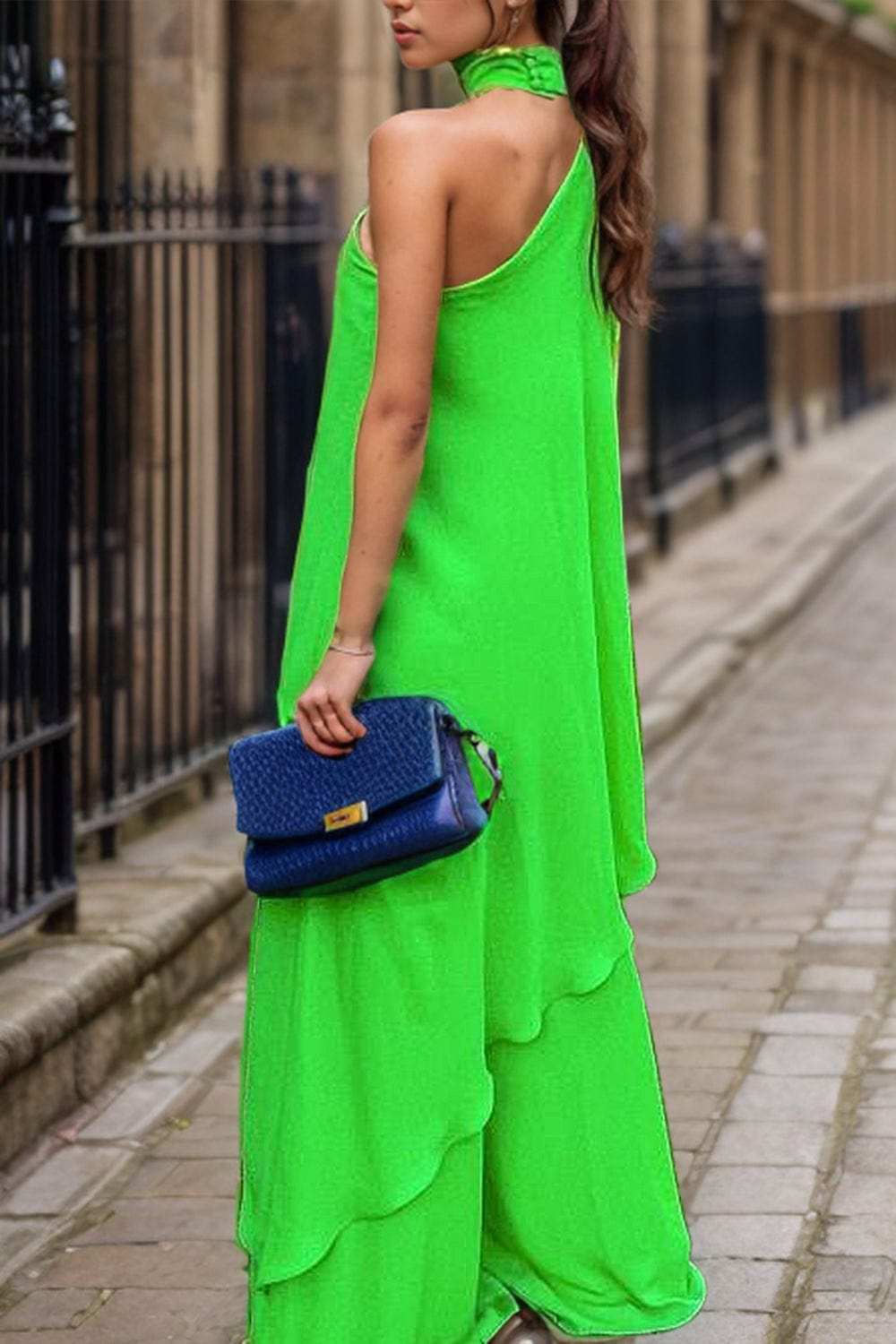 Mock Neck Single Shoulder Top and Pants Set - Trendsi - Flyclothing LLC