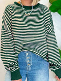Striped Round Neck Long Sleeve Sweatshirt - Trendsi - Flyclothing LLC