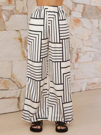 Button Down Half Sleeve Top and Pants Set - Trendsi - Flyclothing LLC