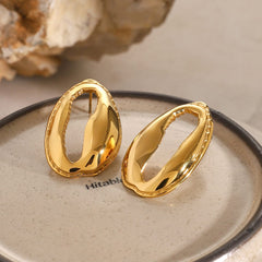 18K Gold-Plated Tooth Shell Earrings - Trendsi