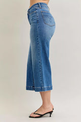 Judy Blue Mid Rise Crop Wide Leg Jeans - Trendsi - Flyclothing LLC