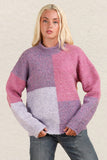 VERY J Color Block Mock Neck Drop Shoulder Sweater - Trendsi
