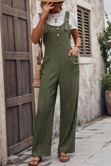 Textured Pocketed Wide Strap Overalls - Trendsi - Flyclothing LLC