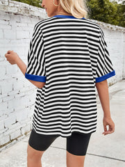 Lovelet Striped Round Neck Half Sleeve T-Shirt - Trendsi