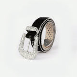 PU Leather Inlaid Rhinestone Belt - Trendsi