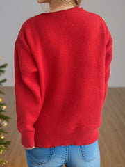 Reindeer Round Neck Long Sleeve Sweater - Trendsi