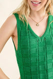 And The Why Checkerboard Drop-Needle Fringe Sleeveless Dress - Trendsi