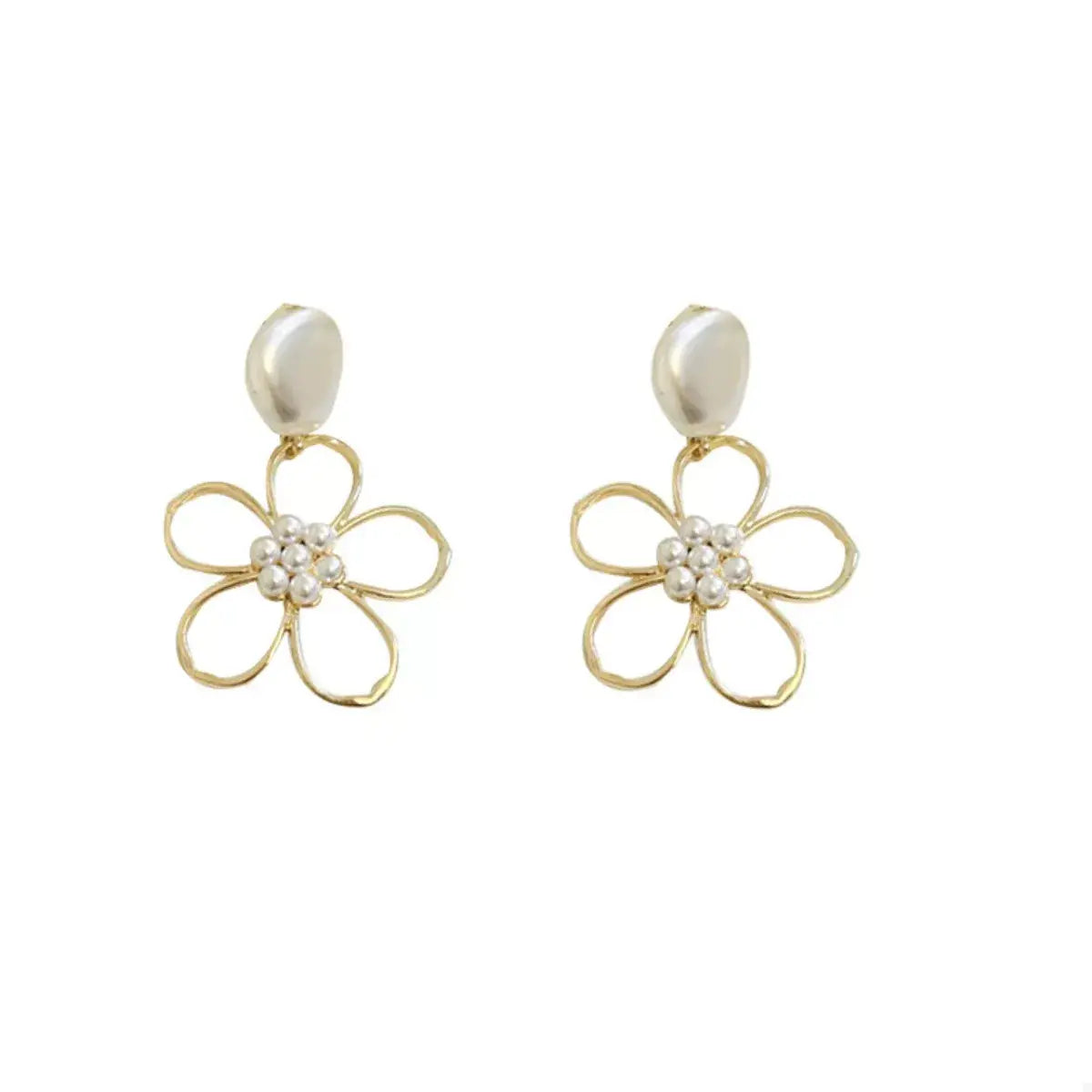 Pearl & Floral Drop Earrings - Trendsi - Flyclothing LLC