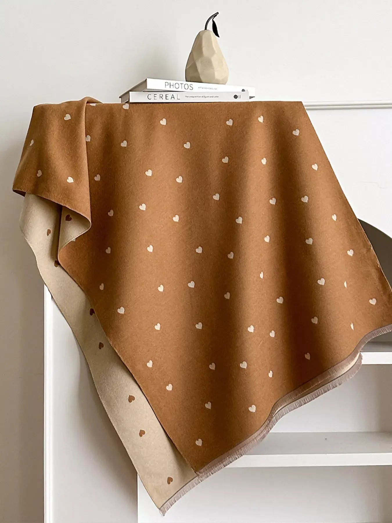Heart Raw Hem Scarf - Trendsi - Flyclothing LLC