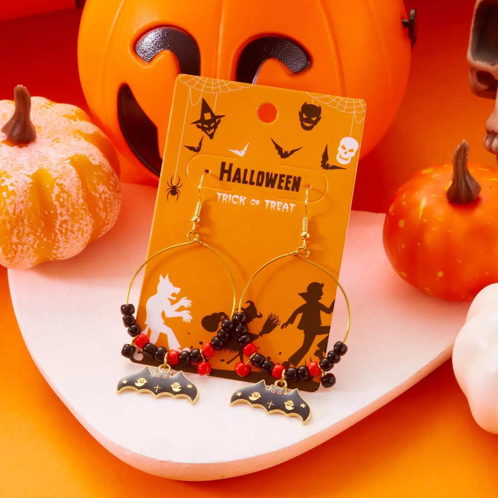 Halloween Bat Charm Hoop Earrings - Trendsi - Flyclothing LLC