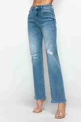 bytos Full Size Distressed High Rise Straight Jeans - Trendsi - Flyclothing LLC