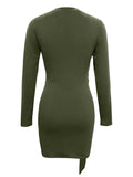 Round Neck Long Sleeve Bodycon Dress - Trendsi - Flyclothing LLC