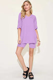 Basic Bae Bamboo Full Size V-Neck Drop Shoulder T-Shirt and Shorts Set - Trendsi - Flyclothing LLC