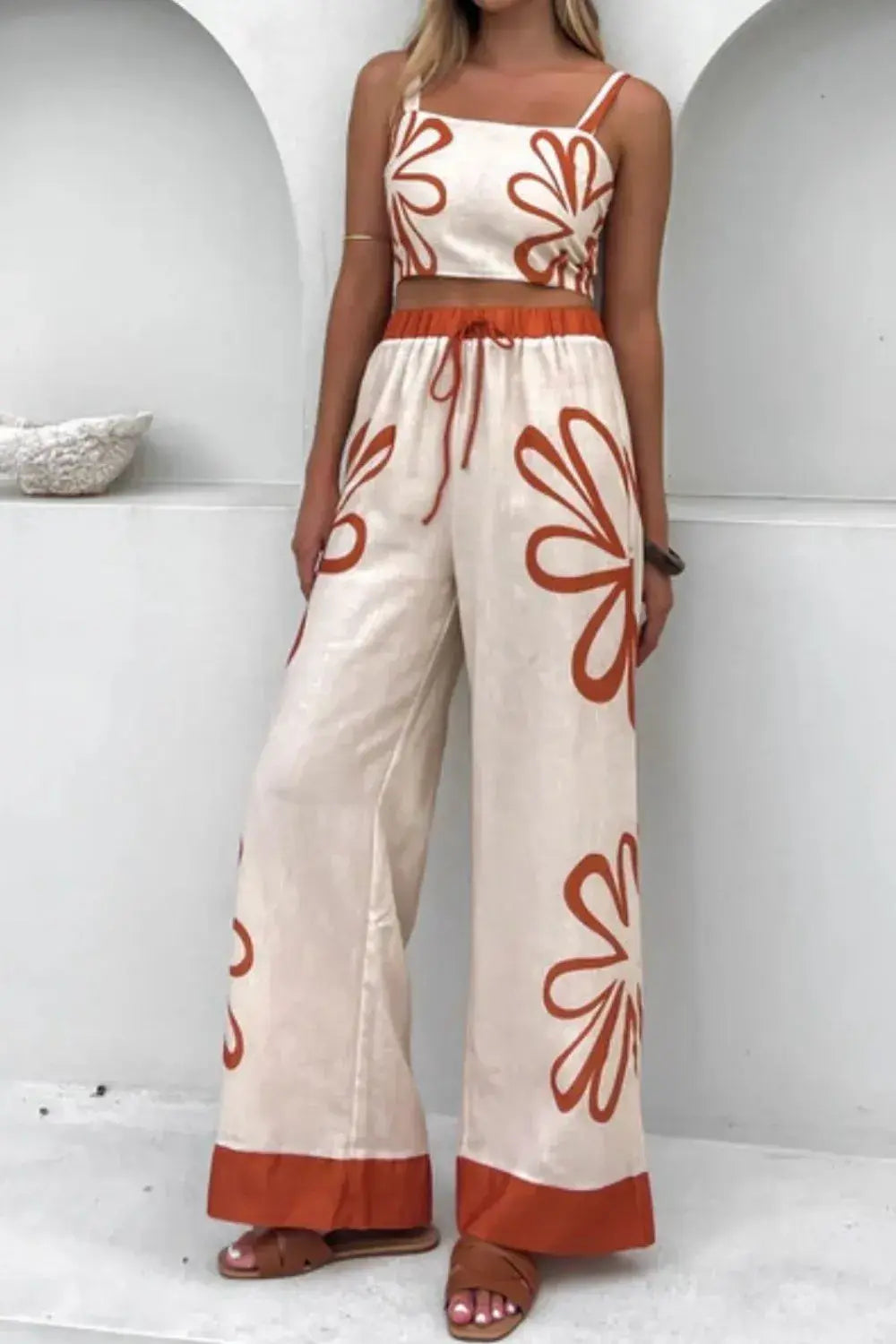 Smocked Square Neck Cami and Pants Set - Trendsi - Flyclothing LLC