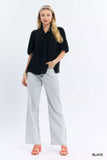 Umgee Linen Scallop Trim V-Neck Blouse - Trendsi - Flyclothing LLC