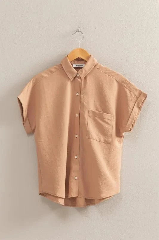 HYFVE Button Down Collared Neck Short Sleeve Shirt - Trendsi