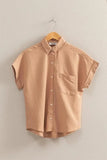 HYFVE Button Down Collared Neck Short Sleeve Shirt - Trendsi