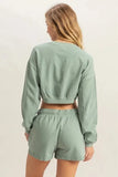 HYFVE Crew Neck Long Sleeve Crop Sweatshirt - Trendsi