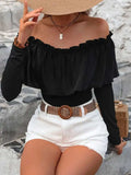 Ruffled Off-Shoulder Long Sleeve Blouse - Trendsi - Flyclothing LLC