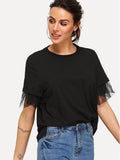 Round Neck Short Sleeve Top - Trendsi