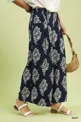 Umgee Abstract Print Wide Leg Pants - Trendsi - Flyclothing LLC