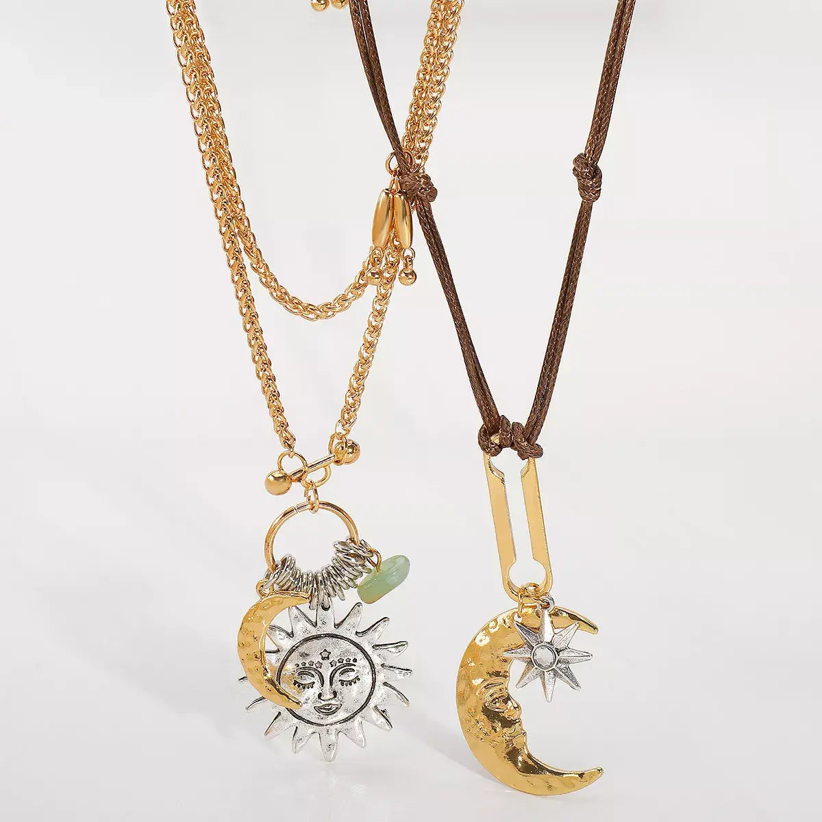 Moon & Sun Pendant Necklace - Trendsi - Flyclothing LLC