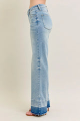 Judy Blue Full Size Mr Release Hem Wide Leg Jeans Plus Size - Trendsi - Flyclothing LLC