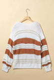 Striped Round Neck Dropped Shoulder Sweater - Trendsi - Flyclothing LLC
