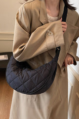 Plaid Quilted Adjustable Strap Crossbody Bag - Trendsi