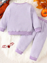 Children's Halloween Pumpkin Striped Long Sleeve Pajama Set - Trendsi - Flyclothing LLC