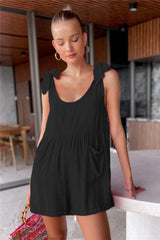 Full Size Scoop Neck Tie Shoulder Romper - Trendsi - Flyclothing LLC