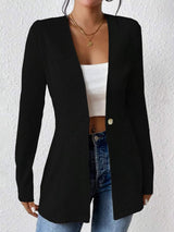 One Button Long Sleeve Blazer - Trendsi - Flyclothing LLC