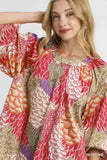 Umgee Boho Feather Print Peasant Blouse - Trendsi - Flyclothing LLC