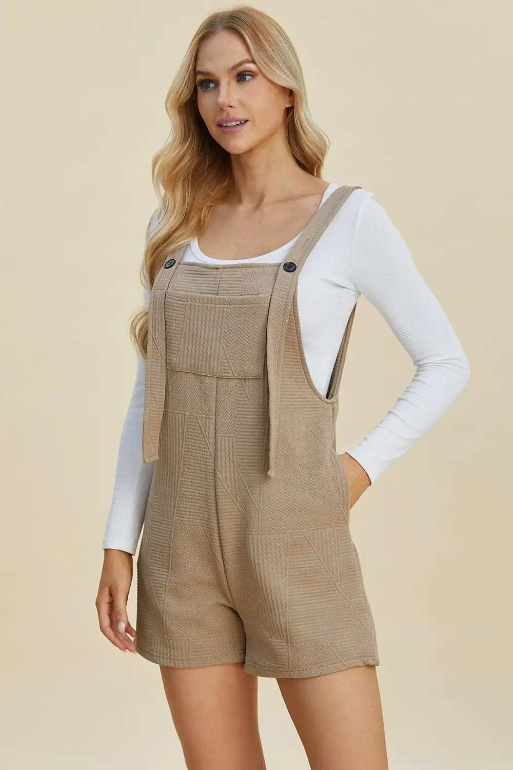 Double Take Full Size Texture Sleeveless Romper - Trendsi - Flyclothing LLC