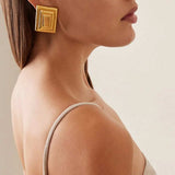 18K Gold-Plated Stainless Steel Square Shape Earrings - Trendsi - Flyclothing LLC
