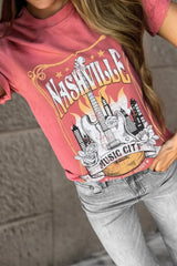 Mineral Nashville Music City Graphic Retro T-Shirt - Trendsi - Flyclothing LLC