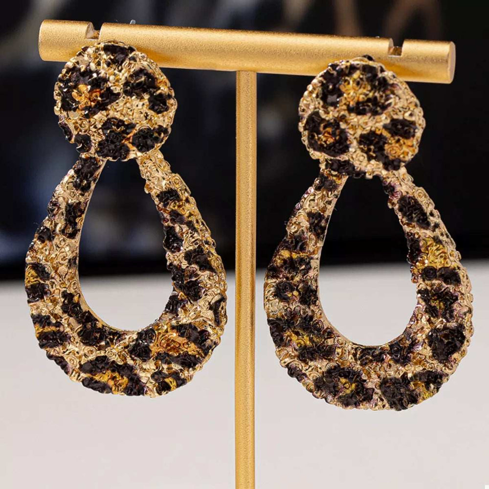 18K Gold-Plated Leopard Dangle Earrings - Trendsi - Flyclothing LLC