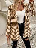 Devine Striped Long Sleeve Hooded Outerwear - Trendsi - Flyclothing LLC