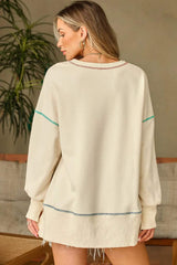 Contrast Stitching Sequin Pumpkin Round Neck Long Sleeve Sweatshirt - Trendsi - Flyclothing LLC