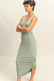 HYFVE Scoop Neck Side Tie Detail Midi Dress - Trendsi