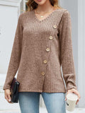 V-Neck Long Sleeve T-Shirt - Trendsi - Flyclothing LLC