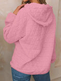 Textured Long Sleeve Hoodie with Pockets - Trendsi - Flyclothing LLC
