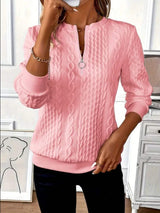 Texture Half Zip Long Sleeve Sweatshirt - Trendsi - Flyclothing LLC