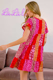 BiBi Leopard Short Sleeve Tiered Dress - Trendsi - Flyclothing LLC